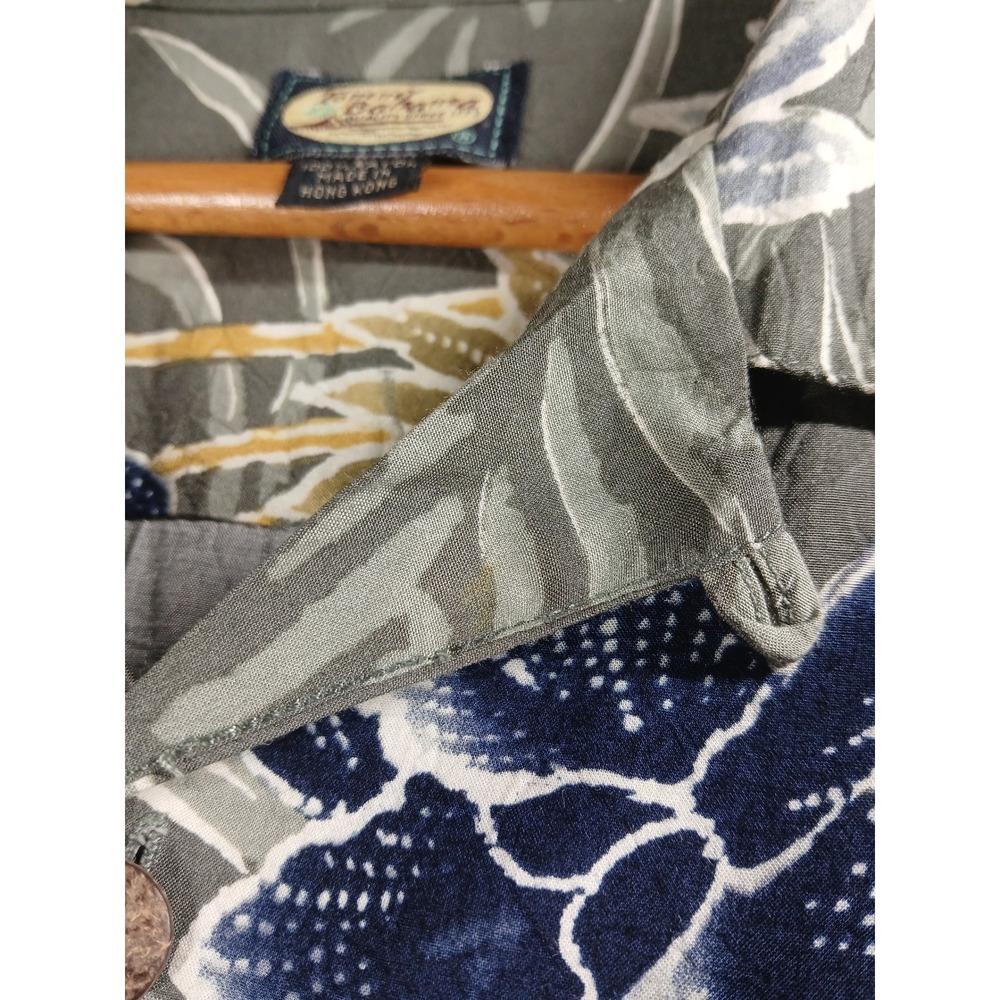 Tommy Bahama Mens Large Rayon Tropical Floral Orchid Camp Shirt Sage Green - Picture 3 of 8
